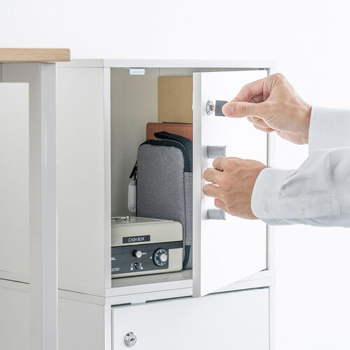 キューブボックス 小型 ロッカー セキュリティボックス 鍵付き 木製 スタッキング可能 簡単組立 A4 書類 貴重品 収納