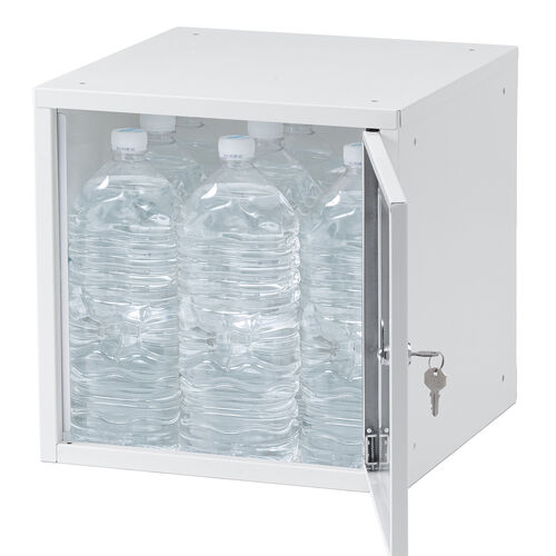 セキュリティボックス（小窓付き・小型・スチール製・鍵付き・スタッキング可能・簡単組立・A4・書類・セキュリティワイヤー）