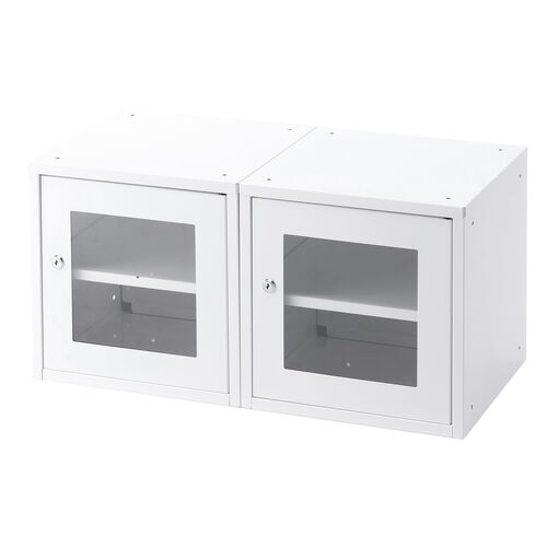 セキュリティボックス（小窓付き・小型・スチール製・鍵付き・スタッキング可能・簡単組立・A4・書類・セキュリティワイヤー）