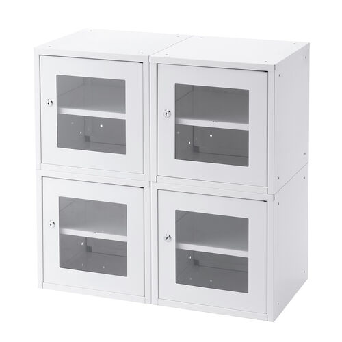 セキュリティボックス（小窓付き・小型・スチール製・鍵付き・スタッキング可能・簡単組立・A4・書類・セキュリティワイヤー）