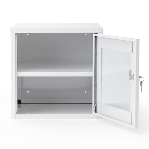 セキュリティボックス（小窓付き・小型・スチール製・鍵付き・スタッキング可能・簡単組立・A4・書類・セキュリティワイヤー）