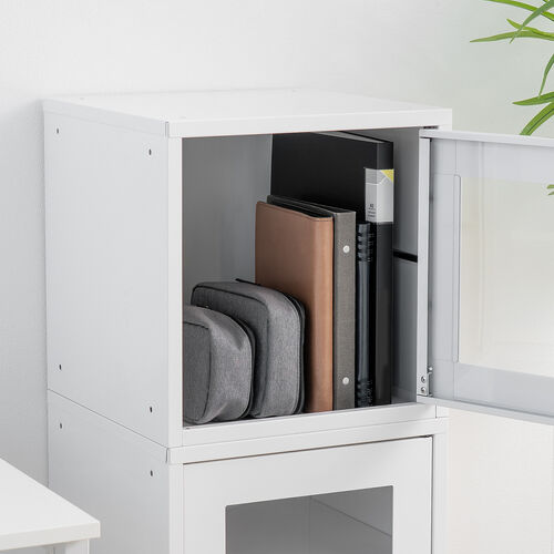 セキュリティボックス（小窓付き・小型・スチール製・鍵付き・スタッキング可能・簡単組立・A4・書類・セキュリティワイヤー）