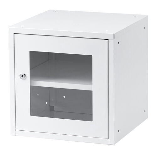 セキュリティボックス（小窓付き・小型・スチール製・鍵付き・スタッキング可能・簡単組立・A4・書類・セキュリティワイヤー）