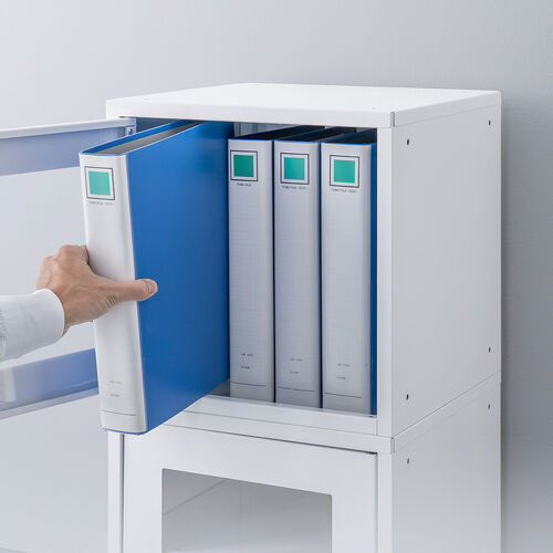 セキュリティボックス（小窓付き・小型・スチール製・鍵付き・スタッキング可能・簡単組立・A4・書類・セキュリティワイヤー）