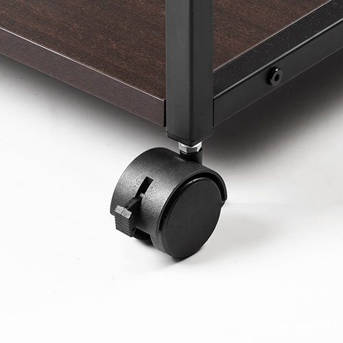 プリンター台（ラック・ワゴン・キャスター・収納・2段・木製・デスク下・足元・スライド・ダークブラウン・おしゃれ）EZ1-LPS012M