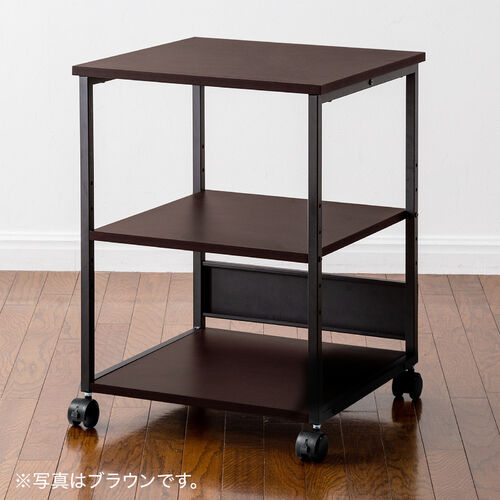 プリンタ台（プリンタラック・ロータイプ・キャスター付き・収納・棚付き・幅52cm×奥行52cm×高さ70cm・ブラック）