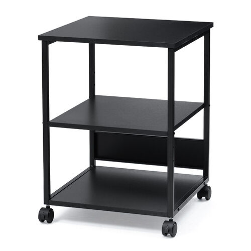 プリンタ台（プリンタラック・ロータイプ・キャスター付き・収納・棚付き・幅52cm×奥行52cm×高さ70cm・ブラック）