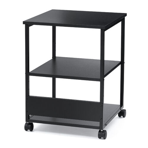 プリンタ台（プリンタラック・ロータイプ・キャスター付き・収納・棚付き・幅52cm×奥行52cm×高さ70cm・ブラック）