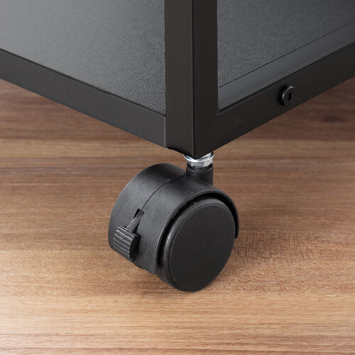 プリンタ台（プリンタラック・ロータイプ・キャスター付き・収納・棚付き・幅52cm×奥行52cm×高さ70cm・ブラック）