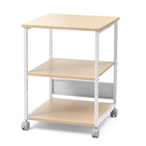 プリンタ台（プリンタラック・ロータイプ・キャスター付き・収納・棚付き・幅52cm×奥行52cm×高さ70cm・木目・ライトブラウン）