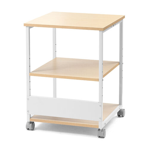 プリンタ台（プリンタラック・ロータイプ・キャスター付き・収納・棚付き・幅52cm×奥行52cm×高さ70cm・木目・ライトブラウン）