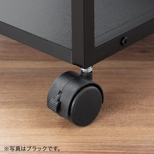 プリンタ台（プリンタラック・ロータイプ・キャスター付き・収納・棚付き・幅52cm×奥行52cm×高さ70cm・木目・ライトブラウン）