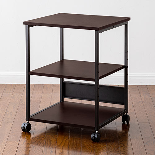 【アウトレット･訳あり・セール】プリンター台（木目調・プリンターラック・レーザープリンター・インクジェットプリンター対応・キャスター付き・3段・ブラウン）