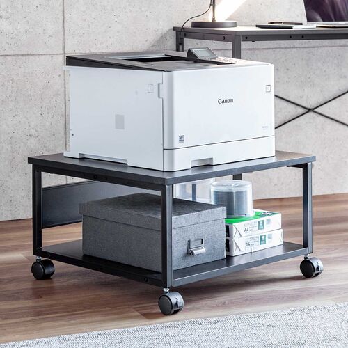 プリンター台（キャスター付き・幅60×奥行60cm・総耐荷重55kg・2段・プリンターカート・ブラック）