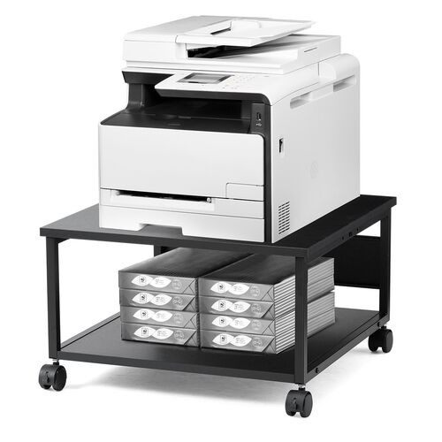 プリンター台（キャスター付き・幅60×奥行60cm・総耐荷重55kg・2段・プリンターカート・ブラック）