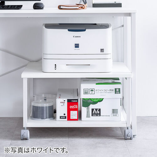 プリンター台（キャスター付き・幅60×奥行60cm・総耐荷重55kg・2段・プリンターカート・ブラック）