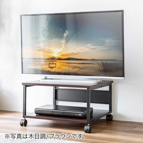 プリンター台（キャスター付き・幅60×奥行60cm・総耐荷重55kg・2段・プリンターカート・ライトブラウン）