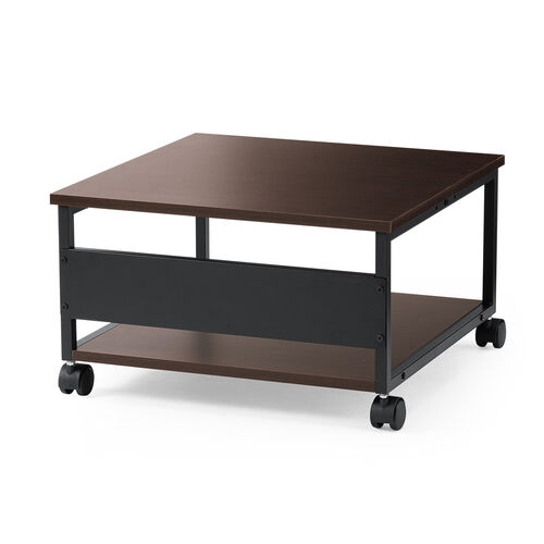 プリンター台（キャスター付き・幅60×奥行60cm・総耐荷重55kg・2段・プリンターカート・ブラウン）