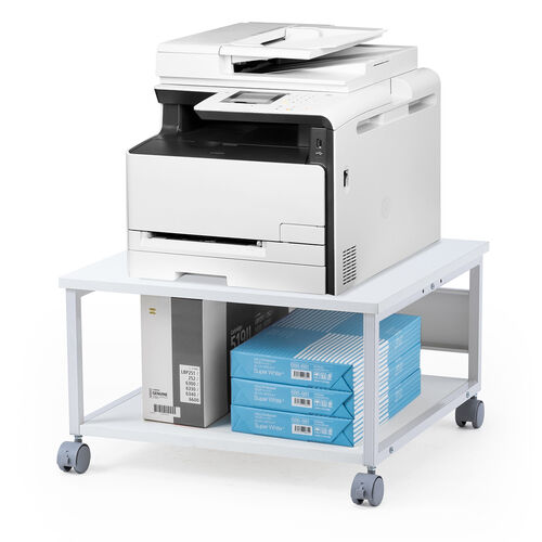 プリンター台（キャスター付き・幅60×奥行60cm・総耐荷重55kg・2段・プリンターカート・ホワイト）