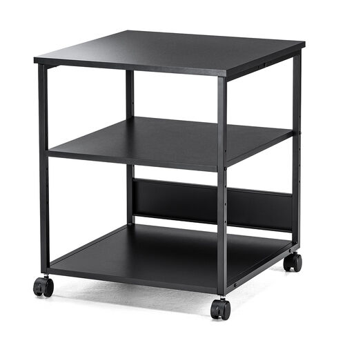プリンタ台（プリンタラック・3段・キャスター付き・収納・棚付き・幅60cm×奥行60cm×高さ70cm・ブラック）