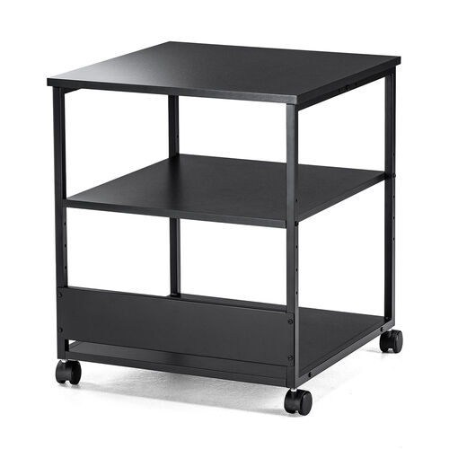 プリンタ台（プリンタラック・3段・キャスター付き・収納・棚付き・幅60cm×奥行60cm×高さ70cm・ブラック）