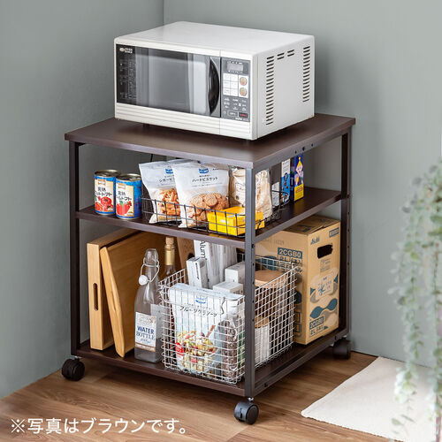 プリンタ台（プリンタラック・3段・キャスター付き・収納・棚付き・幅60cm×奥行60cm×高さ70cm・ブラック）