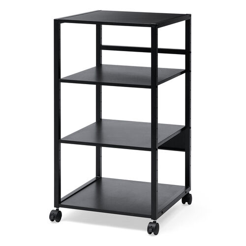 【アウトレット】プリンタ台（プリンタラック・4段・キャスター付・収納・棚付・幅47cm×奥行52cm×高さ100cm・ブラック）