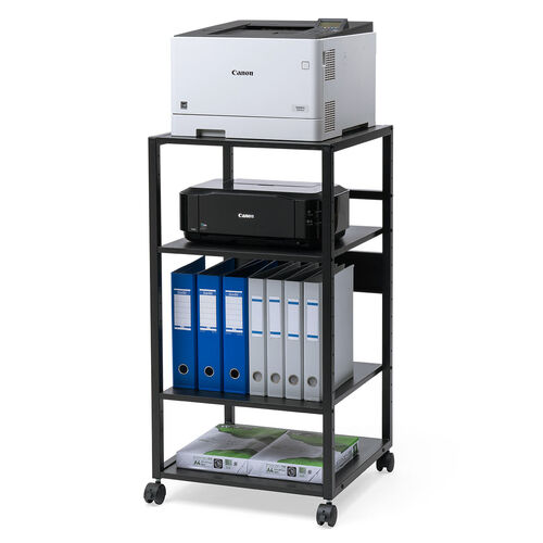 【アウトレット】プリンタ台（プリンタラック・4段・キャスター付・収納・棚付・幅47cm×奥行52cm×高さ100cm・ブラック）