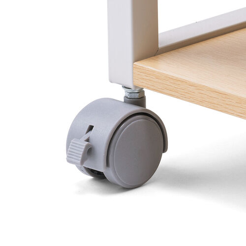 プリンタ台（プリンタラック・4段・キャスター付・収納・棚付・幅47cm×奥行52cm×高さ100cm・ライトブラウン）