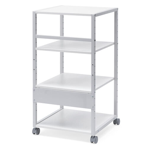 プリンタ台（プリンタラック・4段・キャスター付・収納・棚付・幅47cm×奥行52cm×高さ100cm・ホワイト）