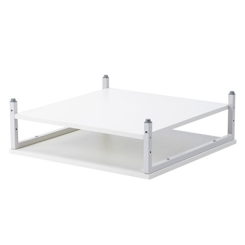 プリンタ台（卓上・レーザープリンター設置・クランプ固定・オフィス・コンパクト2段・耐荷重50kg・60×60cm・ホワイト）
