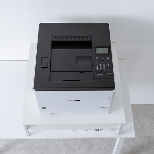 プリンタ台（卓上・レーザープリンター設置・クランプ固定・オフィス・コンパクト2段・耐荷重50kg・60×60cm・ホワイト）