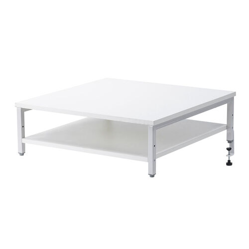 プリンタ台（卓上・レーザープリンター設置・クランプ固定・オフィス・コンパクト2段・耐荷重50kg・60×60cm・ホワイト）