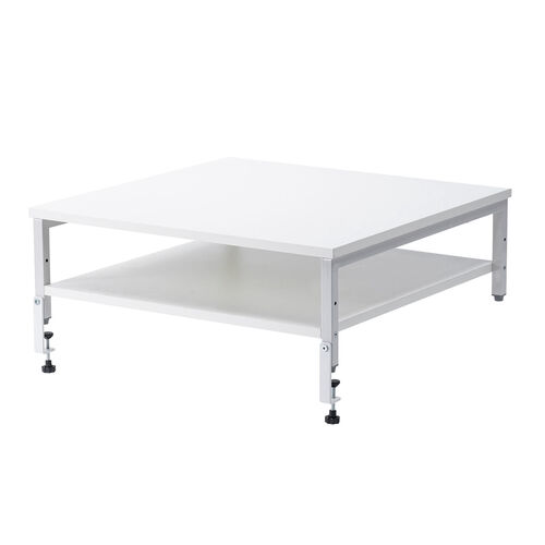 プリンタ台（卓上・レーザープリンター設置・クランプ固定・オフィス・コンパクト2段・耐荷重50kg・60×60cm・ホワイト）