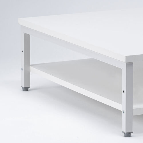 プリンタ台（卓上・レーザープリンター設置・クランプ固定・オフィス・コンパクト2段・耐荷重50kg・60×60cm・ホワイト）