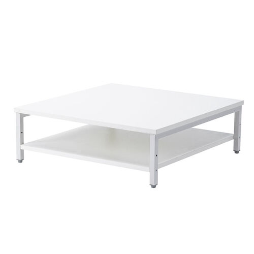 プリンタ台（卓上・レーザープリンター設置・クランプ固定・オフィス・コンパクト2段・耐荷重50kg・60×60cm・ホワイト）