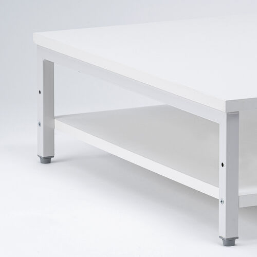 プリンタ台（卓上・レーザープリンター設置・クランプ固定・オフィス・コンパクト2段・耐荷重50kg・60×60cm・ホワイト）