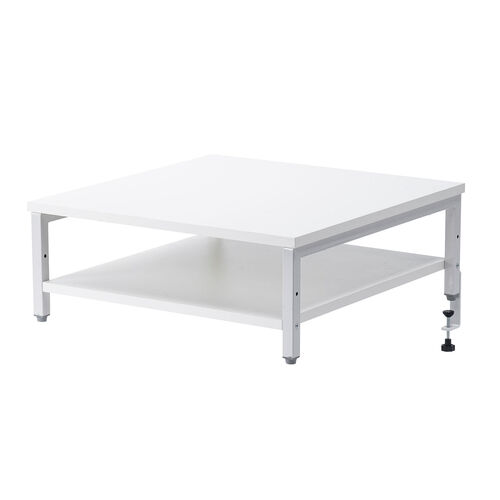 プリンタ台（卓上・レーザープリンター設置・クランプ固定・オフィス・コンパクト2段・耐荷重50kg・52×52cm・ホワイト）