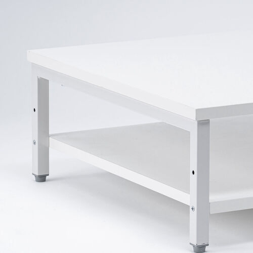 プリンタ台（卓上・レーザープリンター設置・クランプ固定・オフィス・コンパクト2段・耐荷重50kg・52×52cm・ホワイト）