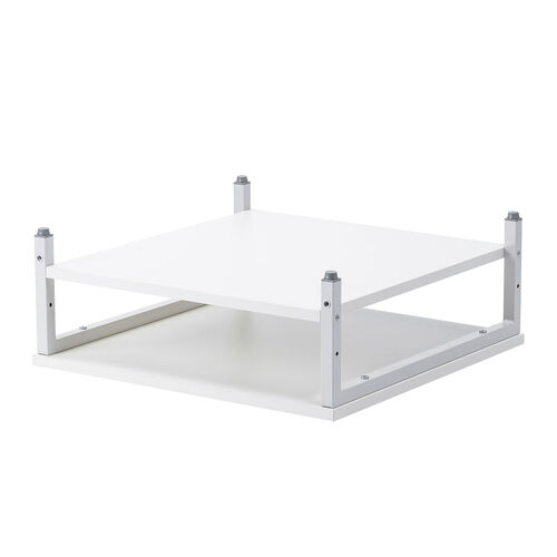 プリンタ台（卓上・レーザープリンター設置・クランプ固定・オフィス・コンパクト2段・耐荷重50kg・52×52cm・ホワイト）