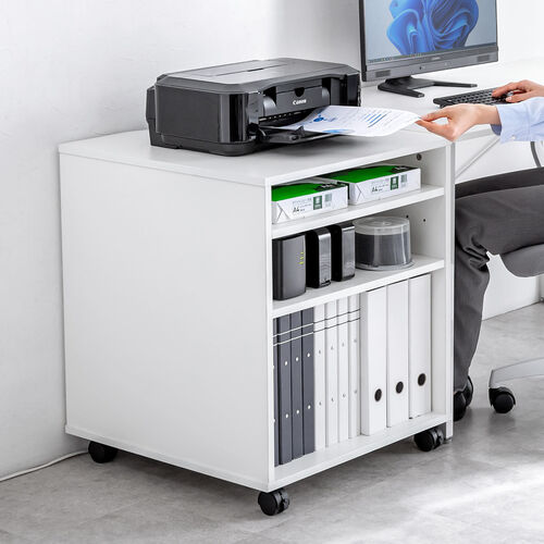 プリンタ台（プリンタラック・キャスター・ボックス・高さ70cm・幅60cm・奥行60cm・タップ受け付）