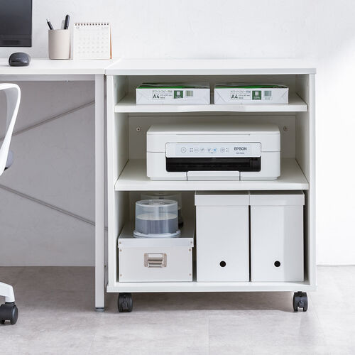 プリンタ台（プリンタラック・キャスター・ボックス・高さ70cm・幅60cm・奥行60cm・タップ受け付）