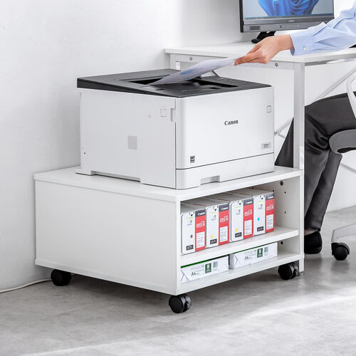 プリンタ台（プリンタラック・キャスター・ボックス・高さ35cm・幅60cm・奥行60cm・タップ受け付）