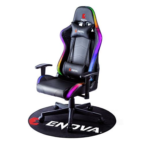 チェアマット（ゲーミング・ポリエステル製・直径100cm・厚み約4㎜・裏面すべり止め加工・名入れ対応・ブラック）