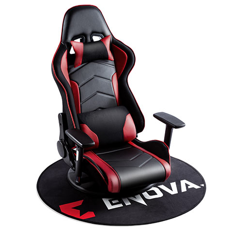 チェアマット（ゲーミング・ポリエステル製・直径100cm・厚み約4㎜・裏面すべり止め加工・名入れ対応・ブラック）