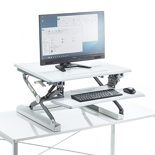 スタンディングデスク(高さ調整・ガス圧・上下昇降・スタンドアップデスク・スマホ/タブレットスタンド/キーボード台搭載・幅68cm)