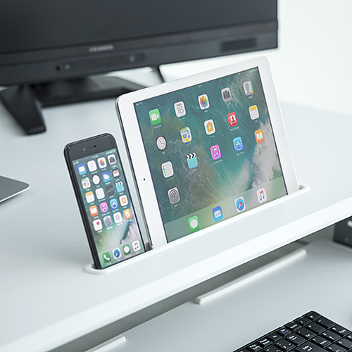 スタンディングデスク（高さ調整・ガス圧・上下昇降・スタンドアップデスク・スマホ/タブレットスタンド/キーボード台搭載・幅89cm）