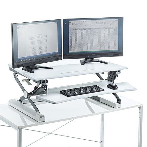 スタンディングデスク（高さ調整・ガス圧・上下昇降・スタンドアップデスク・スマホ/タブレットスタンド/キーボード台搭載・幅89cm）