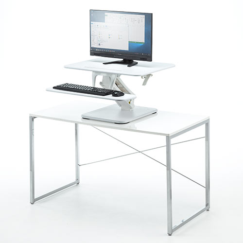 昇降デスク（手動・ガス圧・机上・スマホスタンド・横幅68cm）