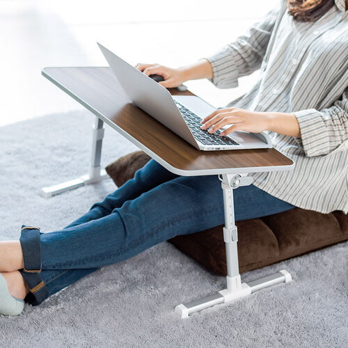 折りたたみデスク（ノートパソコンデスク・高さ調整・角度調整・木目調・幅60cm）